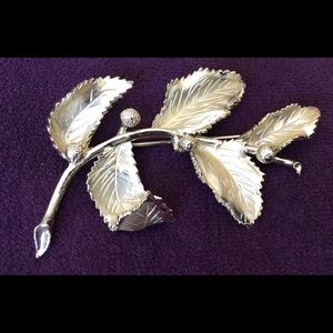 VINTAGE CORO SIGNED BERRY AND LEAF PIN